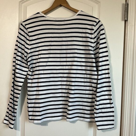 Ralph Lauren Jeans Co Women M Striped Top  L/Slv T-Shirt embroidered Red Logo - Picture 2 of 8